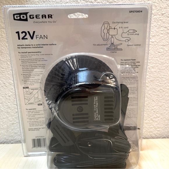 Car/Truck/RV Fan. 7-8 inch wide GO Gear FAN Portable Clip On 12volt plug. NWT - Picture 5 of 7